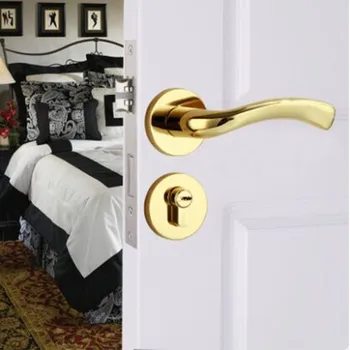 Europos stiliaus durų spynos, Interjeras, miegamojo durų rankena, spyna, rankena, gryno vario core užraktas PVD aukso magnetinis durų užraktas