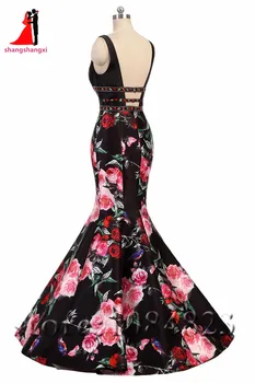 Ilgos Vakarinės Suknelės Gėlių Modelio Gėlių Spausdinti 2017 Undinėlė Plius Dydis Prom Oficialų Suknelė Šalis, Vestidos De Festa Chalatas De Soiree