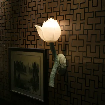 Kinijos Šalies etninių lotus sienos žibintai klasikinio meno, šiuolaikinės koridorių Kūrybinių mados elegantiškas vėjo sieniniai šviestuvai za