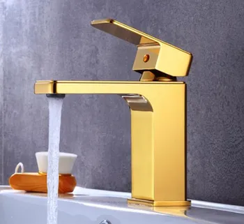 Naujas prabangus žalvaris medžiaga aukso apdailos vonios kambarys vieną svirtį šalto ir karšto kriauklė, maišytuvas,baseino bakstelėkite maišytuvas