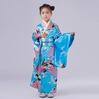 Raudona Japonų Stiliaus Baby Girl Suknelė Kimono Derliaus Vaikų Vaikas Yukata Naudingumo Šokių Suknelė Vaikas Cosplay Kostiumų NK027