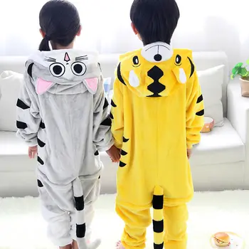 Vaikų Berniukų, Mergaičių Sūris Katė, Tigras cosplay pižama jumpsuit kostiumas Gyvūnų onesies pižama Vaikų flanelė sleepwear šalis suknelė
