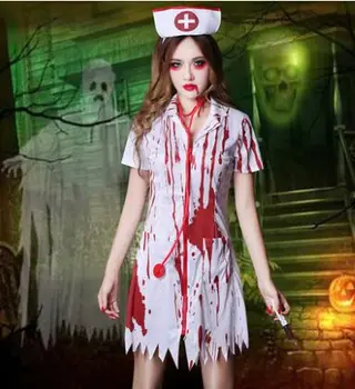 Zombie suknelė moterims zombie drabužių zombie kostiumas baisu slaugytoja dress helovinas kostiumai moterims