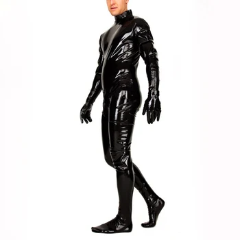 0,8 MM Storio Catsuit Su Latekso Kojinės&Pirštinės Priekiniai Zip Latekso Gumos Bodysuit Vyrams