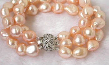 00769 3strads rožinė baroko perlų apyrankė bangle Gamtinių >>nemokamas pristatymas