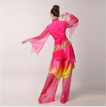 (0117) moterų elegantiškas blizgančiais bijūnas Siuvinėjimo Kinijos klasikinės/yangko/skėtis/būgno/liaudies šokių kostiumai etapo veiklos
