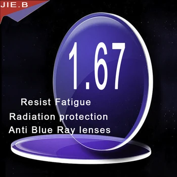 1.67 Indeksas UV 400 Indeksas Kovos su Blue Ray Stabdžių Spinduliuotės Sakų Lęšiai, Žalioji Danga, Stabdžių Nuovargis Objektyvo Akis