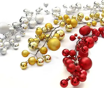 1.8 Metrų Aukso/Raudona/Sidabro Kamuolys Pakabos ornamentu Dirželis Girliandą Kalėdų Eglutės Šventės Vietos Dekoravimas