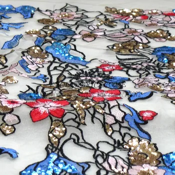 1 kiemas Gražių maišytų spalvų blizgučiai polyster embroiderey vakarinę suknelę nėrinių audinio mados savaitės šou styl nėrinių 51