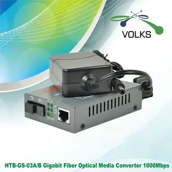1 Pora HTB-GS-03 A/B Gigabit ethernet Optinio Pluošto Media Converter 1000Mbps Vienos rūšies Vieno Pluošto SC Uosto 20KM Išorinis Maitinimo šaltinis