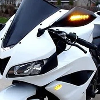 1 Pora Motociklo Integruotu Posūkio Signalo Veidrodėliai Šoniniai galinio vaizdo Veidrodėliai Priekiniai Atgal LED Honda Kawasaki Yamaha Suzuki