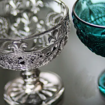 1 Vnt. Naujų KEYAM Spalvoto stiklo Retro paramos Bourbon crown stiklo taurės goblet Ledų kaušelius vaisių salotų dubenį Namų puošybai