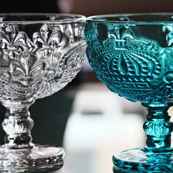 1 Vnt. Naujų KEYAM Spalvoto stiklo Retro paramos Bourbon crown stiklo taurės goblet Ledų kaušelius vaisių salotų dubenį Namų puošybai