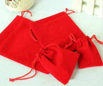 10*12 cm 200pcs raudonos aksomo maišeliai papuošalų maišelis dovanų maišelis paketas su raišteliu maišelį vestuvių/karoliai 
