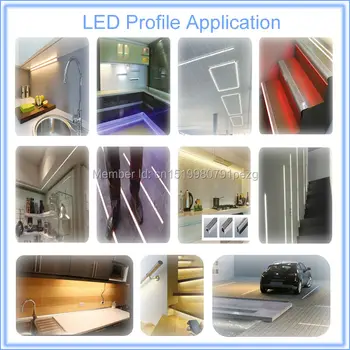 10 Rinkiniai/Daug Anoduoto LED aliuminio profilio AL6063 Presuoto Aliuminio led profilis LED aliuminio Kanalo profilio sienos nišoje