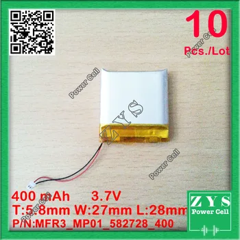 10 vnt./Daug li-ion baterija 3.7 v 400mAh įkrovimo 3.7 v 400 mah dydis: 5.8x27x28mm