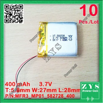 10 vnt./Daug li-ion baterija 3.7 v 400mAh įkrovimo 3.7 v 400 mah dydis: 5.8x27x28mm