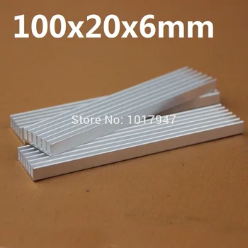 100 Vienetų daug 100x20x6mm Aliuminio IC Aušinimo Radiatorius Šilumos Kriaukle Heatsinks