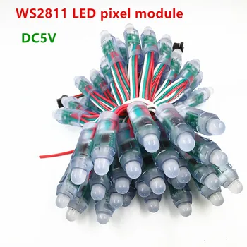 1000pcs led moduliai, 12mm atsparumas vandeniui spalvotas skaitmeninis išsklaidytos RGB led pikselių modulis WS2811 DC 5v