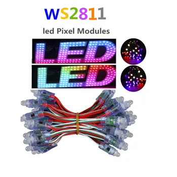 1000pcs led moduliai, 12mm atsparumas vandeniui spalvotas skaitmeninis išsklaidytos RGB led pikselių modulis WS2811 DC 5v