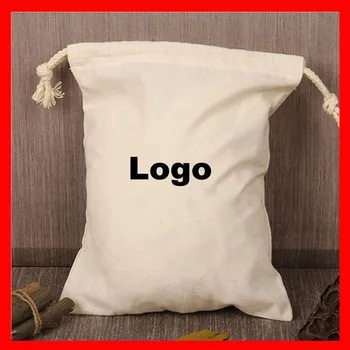 (1000pcs/lot ) dydis ekologiškos medvilnės maišelį su raišteliu užsakymą atspausdinti įmonės logotipą