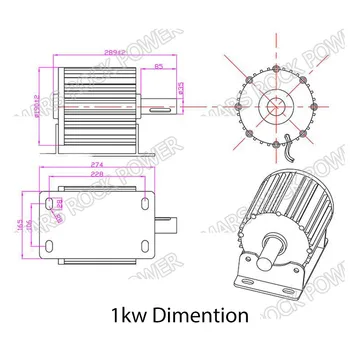 1000W 24/48/96V Trijų fazių, nuolatinių magnetų sinchroninio KINTAMOSIOS srovės generatorius vėjo turbinų naudojimas