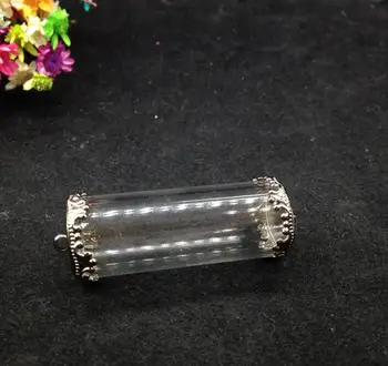 100sets/daug 40*15mm tuščias atviras vamzdis stiklo pasaulyje išvadas black crown mygtuką bazės stiklo buteliukas buteliukas papuošalai 