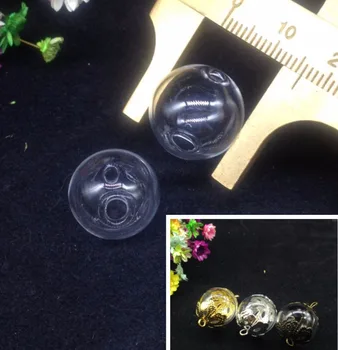100vnt 16mm didmeninė Stiklo Miniatiūriniai Noras Butelis kamuolys Pasaulyje Burbulas Buteliuką Cabochons Pakabučiai Dvi Skyles Orb Aišku, karoliai dovanos