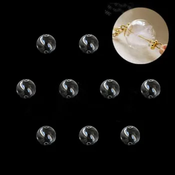 100vnt 16mm didmeninė Stiklo Miniatiūriniai Noras Butelis kamuolys Pasaulyje Burbulas Buteliuką Cabochons Pakabučiai Dvi Skyles Orb Aišku, karoliai dovanos