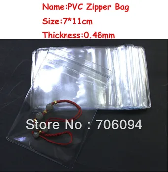 100VNT 7*11cm PVC Skaidrios plastiko maišelius,PVC Užtrauktukas Plastikinį maišą,Jewerly/Dovana sandarinimo maišelį,Storis:0.48 mm,Nemokamas Pristatymas