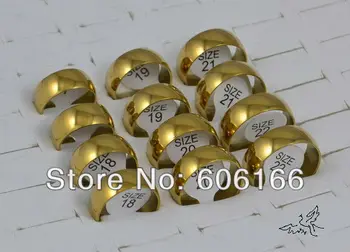 100vnt/daug 8mm Vestuvių Juostas Vestuvinis Žiedas Sumaišykite Dydžio Aukso Tonas Poliravimo Dome Pusė Apvalus, Nerūdijančio Plieno Žiedai, bižuterijos