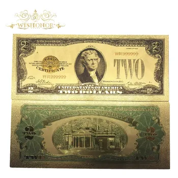 100vnt/daug Amerikos 1928 Metai 2 jav DOLERIŲ Dolerių Auksu Banknotų į 24K Aukso Folija Netikrą Popieriniai Pinigai Sąskaitą Už Kolekcija