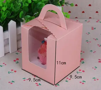 100vnt/daug Cupcake dėžės su langas su rankena macaroon box/blynai dėžutę
