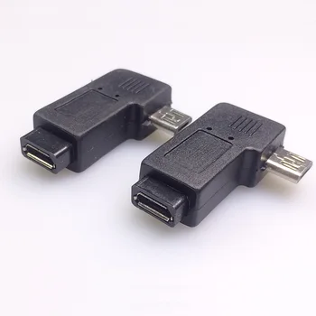 100vnt/daug Mikro USB Jungtis, 90 Laipsnių Dešinę Kampu 5Pin Micro USB 2.0 Male Plug Moterų Jack Pratęsimo USB Adapteris