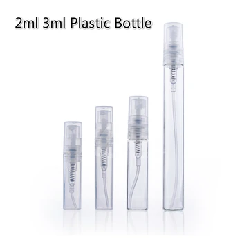 100vnt Daugkartiniai Aišku, Mini Plastikiniai Purškimo Butelis su Purkštuvu Kvepalai Mažas Kvepalai Plastikinio Butelio uodų 2 ML 3 ml