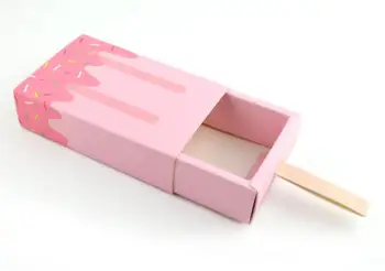 100VNT kremas forma dovanų Saldainių dėžes,vaikų šalis,už langą,Popsicle Saldainiai Lankstymo Popieriaus Langelį korėjos Animacinių filmų Stalčių Mielas