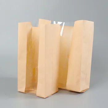 100vnt Langų kraftpopieris pjaunamos duonos maišelį,vientisos spalvos kepimo pakavimo krepšiai,pusryčių duonos pakavimo krepšys,multi dydžio pasirinkimas