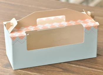 100vnt Nemokamas Pristatymas Didmeninės Popieriaus Cupcake dėžutė su rankena Nešiojamų Blynai Dėžutė su PVC Langą wen5737