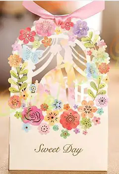 100vnt Romantiška Vestuvių Dovanų Dėžutėje Elegantiška Prabanga Apdailos Gėlių Nuotaka pjovimas Lazeriu Šalis Saldus Džiaugtis Vestuvių Popieriaus Saldainių Dėžutė