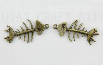 100vnt urmu antikvariniai Bronzos tonas Fishbone pakabučiai, 43mmx22m ryklys antikvariniai bronzos cinko lydinys pendents žavesio 