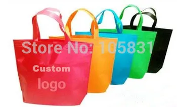100x neaustinio audinio maišeliai su rankena daugkartinio naudojimo ne austi saugojimo krepšys gali pritaikyti logotipo spausdinimo 38*32*10cm