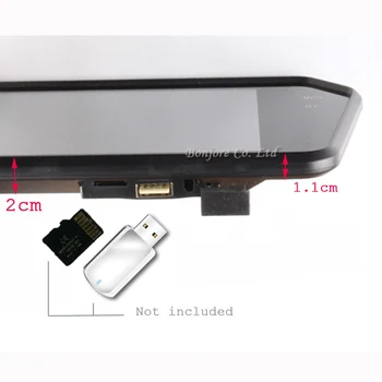 1024x600 Aukštos Rezoliucijos 7INCH TFT LCD galinio vaizdo Monitorius Veidrodis Sreen TF USB Bluetooth MP5 Automobilių Stovėjimo aikštelė, atbulinės eigos Monitorius prioritetas