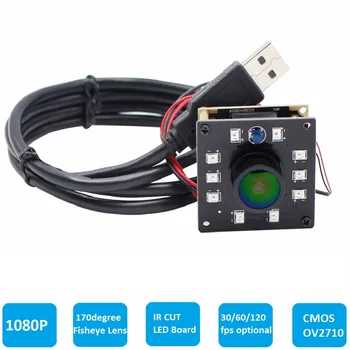 1080P HD Pramonės Plataus Kampo Fisheye Naktinio Matymo infraraudonųjų SPINDULIŲ Led Lentos IR SUPJAUSTYTI Mini USB Kameros Modulį, skirtą 