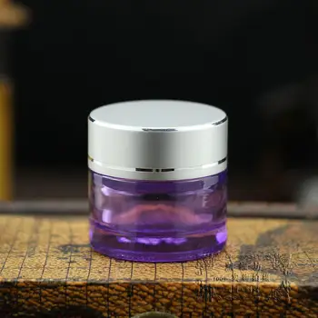 10g šviesiai violetinė stiklinės grietinėlės indelį su sidabro dangteliu, 10 gramų kosmetikos indelį,pakavimo mėginio/akių grietinėlės,10g stiklo butelis
