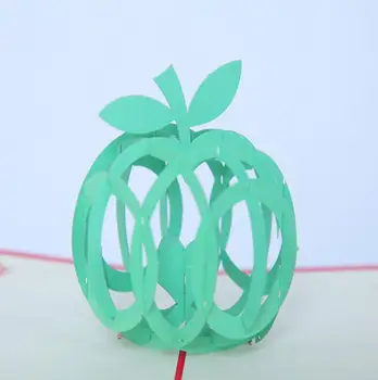 10vnt 3D Kūrybos Žaliųjų Obuolių Rankų darbo Kirigami Origami Vestuves, kvietimai Greeding Gimtadienio Atvirukas
