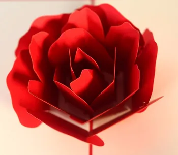 10vnt 3D Raudona Rožė Gėlių Rankų darbo Kirigami Origami Vestuves, kvietimai Greeding Gimtadienio Kortelės Atvirukas