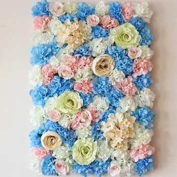 10VNT 40cm*60cm Dirbtinio šilko Hydrangea Rožių gėlių sienos vestuvių dekoravimas, dangaus mėlyna vestuvių gėlių fonas