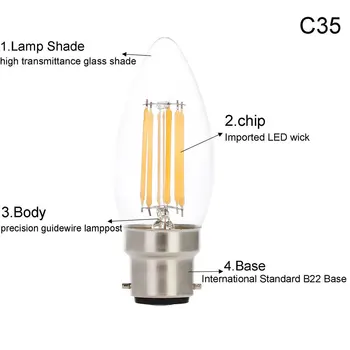 10vnt/Daug B22 Kaištiniai Matinio LED, Kaitinamosios Lemputės, lemputė šviesos 2W 4W 6W Pritemdomi šaltai Balta Šiltai balta 220V 240V led Žibintai