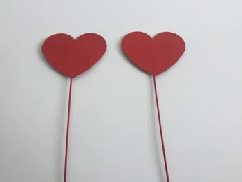 10vnt/Daug D10XH45CM Raudona Širdis Metalo Žymeklį Metalo Kibirą Apdailos Širdies Aštrių Sodo Žymes Dirbtinių gėlių dekoracija SF-126
