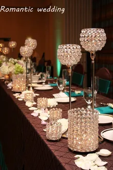 10vnt/daug Laisvo Siunta K9 Splendent Crystal Aukso Metalo Žvakių Laikiklis Centerpieces Vestuvių Paroda Šalies Namų Puošybai